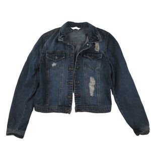 NWT Highway Denim Trucker Jean Jacket Womens Medium Blue Distressed Riding Rodeo